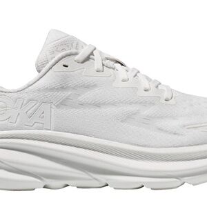 Hoka Clifton 9 White Athletic Shoes with Cushioned Midsole